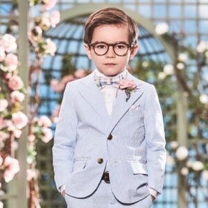 Janie and Jack Seersucker Striped Blazer Boys size 6 Easter Spring Preppy